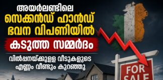 അയർലണ്ടിലെ സെക്കൻഡ് ഹാൻഡ് ഭവന വിപണിയിൽ കടുത്ത സമ്മർദം; വിൽപ്പനയ്ക്കുള്ള വീടുകളുടെ എണ്ണം വീണ്ടും കുറഞ്ഞു