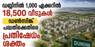 ഡബ്ലിനിൽ 1,000 ഏക്കറിൽ 18,500 വീടുകൾ; ഡൺസിങ്ക് പദ്ധതിക്കെതിരെ പ്രതിഷേധം ശക്തം