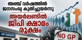 അഞ്ച് വർഷത്തിൽ ജനസംഖ്യ കുതിച്ചുയർന്നു; അയർലണ്ടിൽ ജിപി ക്ഷാമം രൂക്ഷം