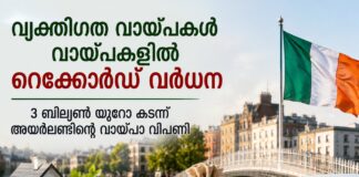 വ്യക്തിഗത വായ്പകൾ വായ്പകളിൽ റെക്കോർഡ് വർധന; 3 ബില്യൺ യൂറോ കടന്ന് അയർലണ്ടിന്റെ വായ്പാ വിപണി