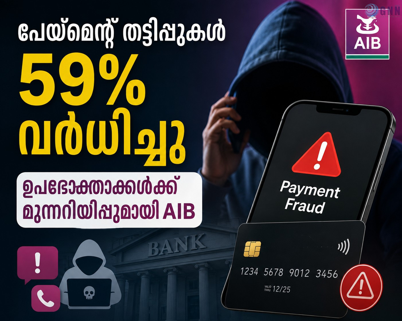 പേയ്മെന്റ് തട്ടിപ്പുകൾ 59% വർധിച്ചു; ഉപഭോക്താക്കൾക്ക് മുന്നറിയിപ്പുമായി AIB