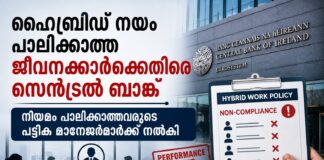 ഹൈബ്രിഡ് നയം പാലിക്കാത്ത ജീവനക്കാർക്കെതിരെ സെൻട്രൽ ബാങ്ക്; നിയമം പാലിക്കാത്തവരുടെ പട്ടിക മാനേജർമാർക്ക് നൽകി