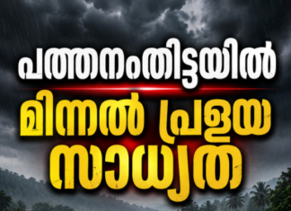മഴക്കെടുതിയിൽ മരിച്ചവരുടെ എണ്ണം 14 ആയി; പത്തനംതിട്ടയിൽ മിന്നൽ പ്രളയ സാധ്യത