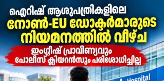 ഐറിഷ് ആശുപത്രികളിലെ നോൺ-EU ഡോക്ടർമാരുടെ നിയമനത്തിൽ വീഴ്ച; ഇംഗ്ലീഷ് പ്രാവീണ്യവും പോലീസ് ക്ലിയറൻസും പരിശോധിച്ചില്ല