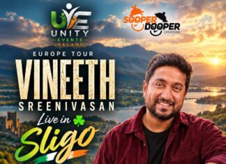 സ്ലൈഗോയിൽ വിനീത് ശ്രീനിവാസൻ ലൈവിന് വൻ പ്രതികരണം; സിൽവർ അഡൾട്ട് ടിക്കറ്റുകൾ പൂർണമായും വിറ്റഴിഞ്ഞു