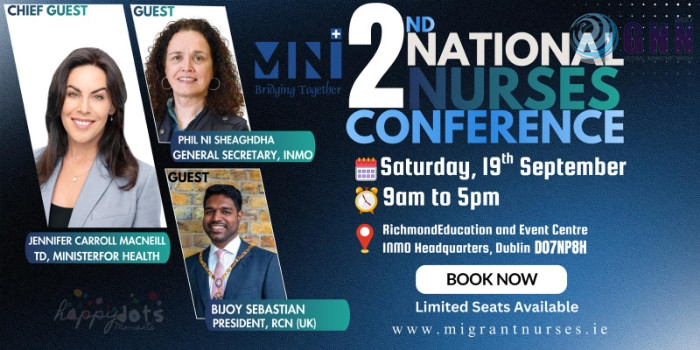 മൈഗ്രന്റ് നഴ്സസ് അയർലണ്ടിന്റെ ദേശീയ സമ്മേളനം സെപ്റ്റംബർ 19ന്; ആരോഗ്യമന്ത്രി ജെന്നിഫർ കാരൾ മക്നീൽ മുഖ്യാതിഥിയാകും