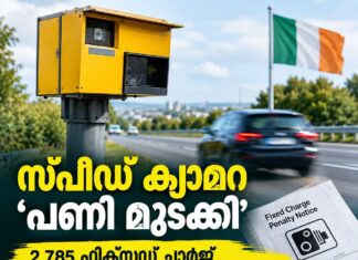 സ്പീഡ് ക്യാമറ ‘പണി മുടക്കി’; 2,785 ഫിക്സഡ് ചാർജ് പെനാൽറ്റി നോട്ടീസുകൾ റദ്ദാക്കി; നഷ്ടം €4.4 ലക്ഷം പിഴ
