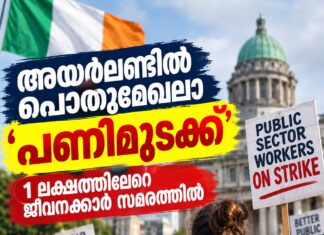 അയർലണ്ടിൽ പൊതുമേഖലാ ‘പണിമുടക്ക്’ ശക്തമാകുന്നു; 1 ലക്ഷത്തിലേറെ ജീവനക്കാർ സമരത്തിൽ