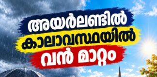 രാത്രിയിൽ 7 ഡിഗ്രി, പകൽ 20 ഡിഗ്രി വരെ; അയർലണ്ടിൽ കാലാവസ്ഥയിൽ വൻ മാറ്റം
