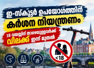 ഇ-സ്കൂട്ടർ ഉപയോഗത്തിന് കർശന നിയന്ത്രണം; 18 വയസ്സിന് താഴെയുള്ളവർക്ക് വിലക്ക് ഇന്ന് മുതൽ