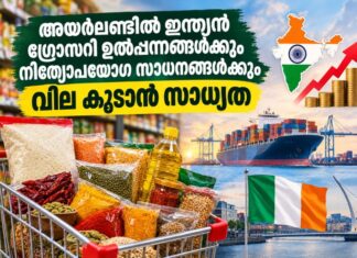 അയർലണ്ടിൽ ഇന്ത്യൻ ഗ്രോസറി ഉൽപ്പങ്ങൾക്കും നിത്യോപയോഗ സാധനങ്ങൾക്കും വില കൂടാൻ സാധ്യത