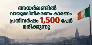 അയർലണ്ടിൽ വായുമലിനീകരണം കാരണം പ്രതിവർഷം 1,500 മരണങ്ങൾ; മുന്നറിയിപ്പുമായി EPA
