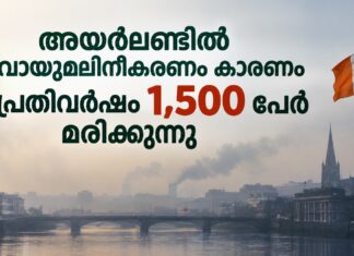 അയർലണ്ടിൽ വായുമലിനീകരണം കാരണം പ്രതിവർഷം 1,500 മരണങ്ങൾ; മുന്നറിയിപ്പുമായി EPA