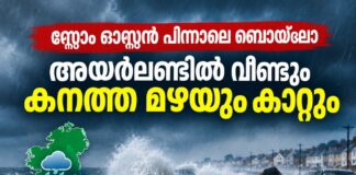 സ്റ്റോം ഓസ്റ്റന് പിന്നാലെ സ്റ്റോം ബൊയ്ലോ; അയർലണ്ടിൽ വീണ്ടും കനത്ത മഴയും കാറ്റും