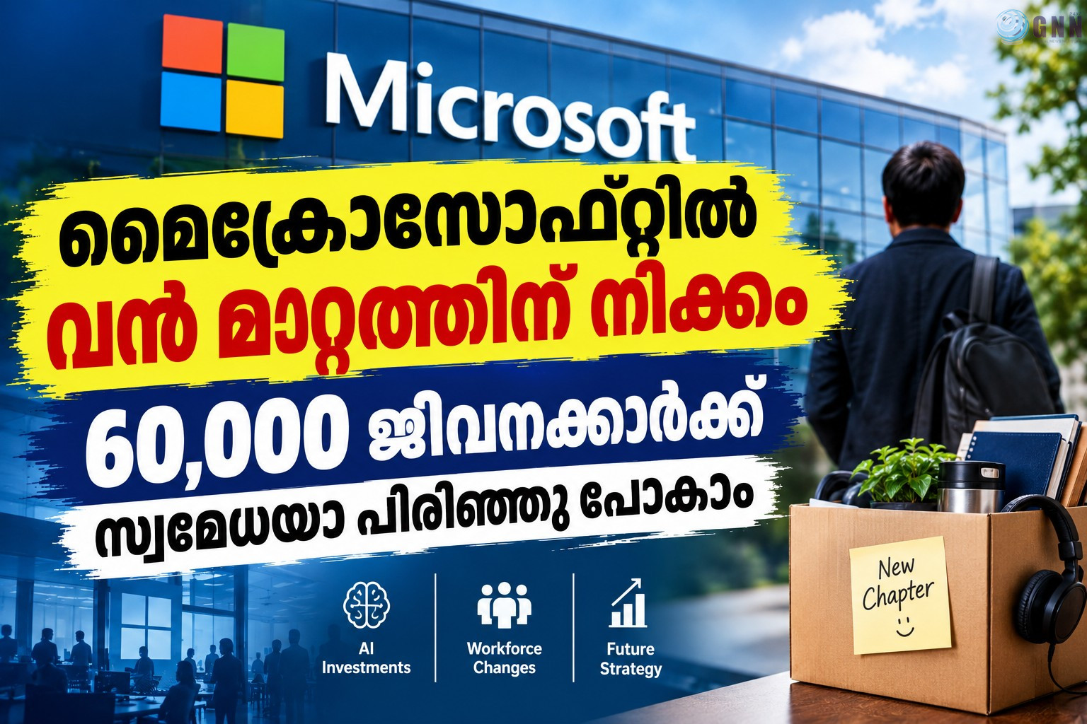 മൈക്രോസോഫ്റ്റിൽ വൻ മാറ്റത്തിന് നീക്കം; 60,000 ജീവനക്കാർക്ക് സ്വമേധയാ പിരിഞ്ഞു പോകാം
