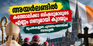 അയർലണ്ടിൽ കത്തോലിക്കാ ബിഷപ്പുമാരുടെ എണ്ണം ഗണ്യമായി കുറയും; രൂപതകളുടെ പുനഃസംഘടനയ്ക്ക് സാധ്യത