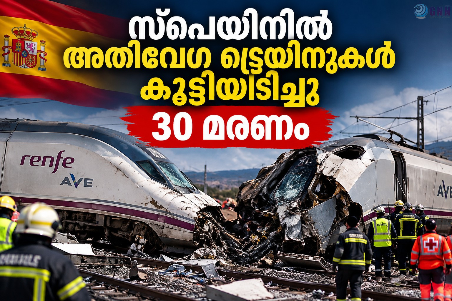 സ്പെയിനിൽ അതിവേഗ ട്രെയിനുകൾ കൂട്ടിയിടിച്ചു; 30 മരണം, മരണസംഖ്യ ഉയർന്നേക്കുമെന്ന് ആശങ്ക