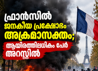 ഫ്രാൻസിൽ ജനകീയ പ്രക്ഷോഭം അക്രമാസക്തം; ആയിരത്തിലധികം പേർ അറസ്റ്റിൽ
