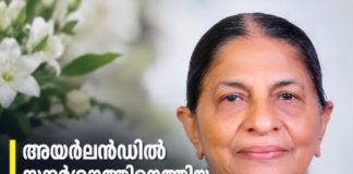 അയർലൻഡിൽ സന്ദർശനത്തിനെത്തിയ മലയാളി ലാലി പോൾ അന്തരിച്ചു