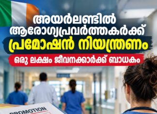 അയർലണ്ടിൽ ആരോഗ്യപ്രവർത്തകർക്ക് പ്രമോഷൻ നിയന്ത്രണം; ഒരു ലക്ഷം ജീവനക്കാർക്ക് ബാധകം