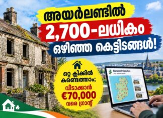 അയർലണ്ടിൽ 2,700-ലധികം ഒഴിഞ്ഞ കെട്ടിടങ്ങൾ!ഒറ്റ ക്ലിക്കിൽ കണ്ടെത്താം; വീടാക്കാൻ €70,000 വരെ ഗ്രാന്റ്